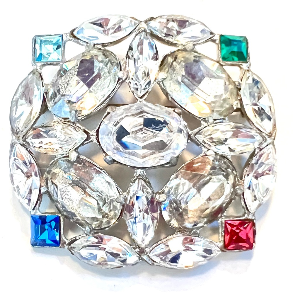 Vintage Rhinestone Brooch Statement Pin Runway Large
